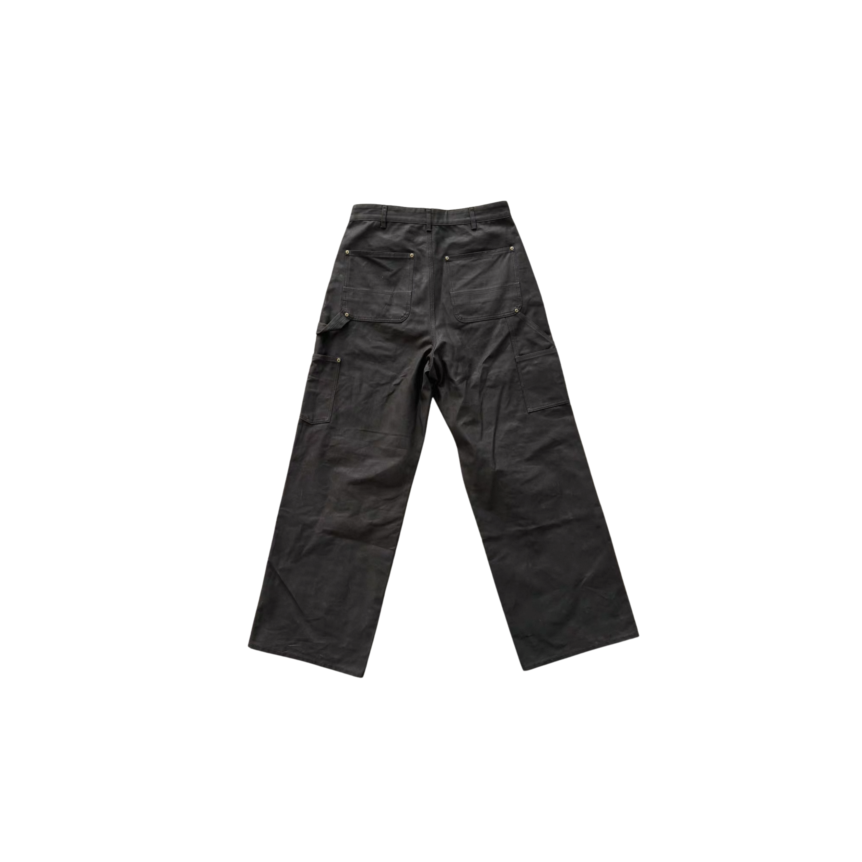 Black Cargo Denim Wide-Leg Jeans