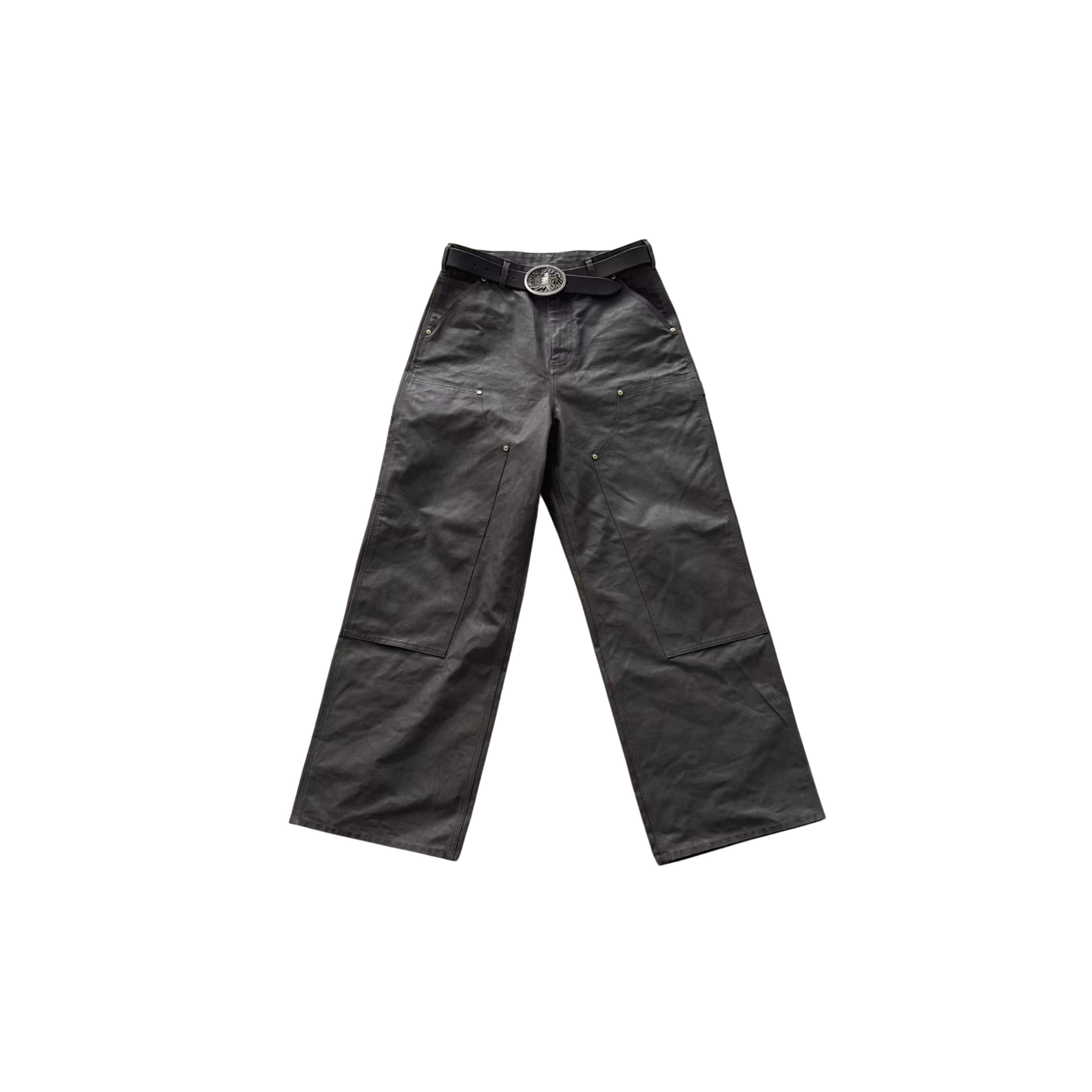 Black Cargo Denim Wide-Leg Jeans